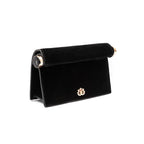 BOLSA CLUTCH ROLL PEQUENA  CRISTAL VELUDO PRETO