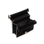 BOLSA CLUTCH ROLL PEQUENA  CRISTAL VELUDO PRETO