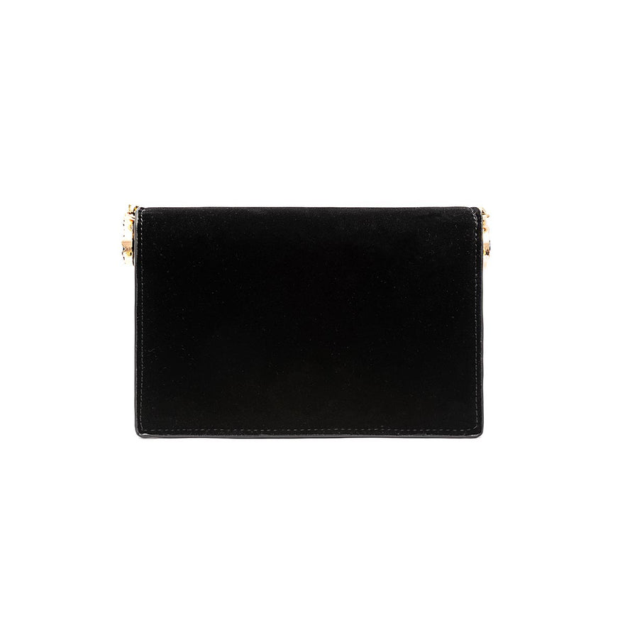 BOLSA CLUTCH ROLL PEQUENA  CRISTAL VELUDO PRETO