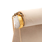 BOLSA CLUTCH ROLL VELUDO CRISTAL NATURAL CREME