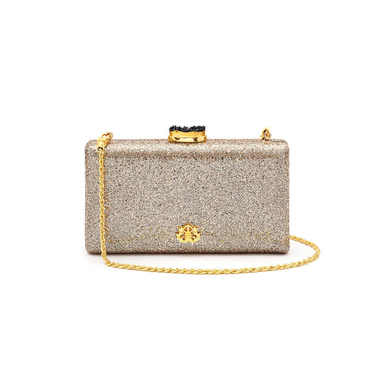 BOLSA CLUTCH EVA PEQUENA FECHO CRISTAL BRONZE