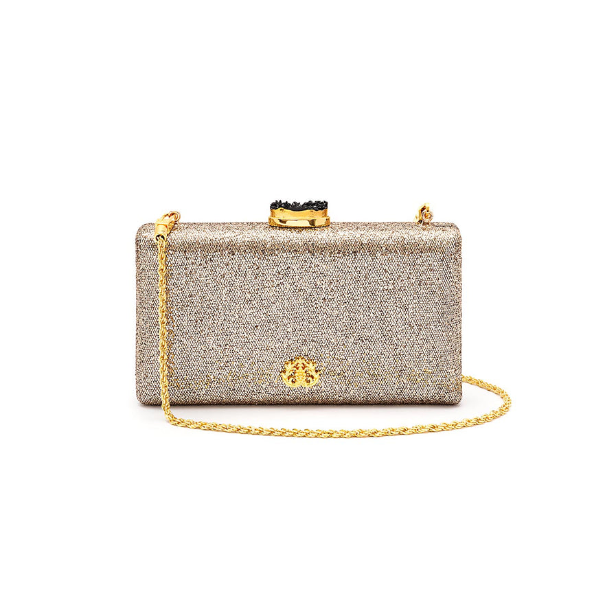 BOLSA CLUTCH EVA PEQUENA FECHO CRISTAL BRONZE