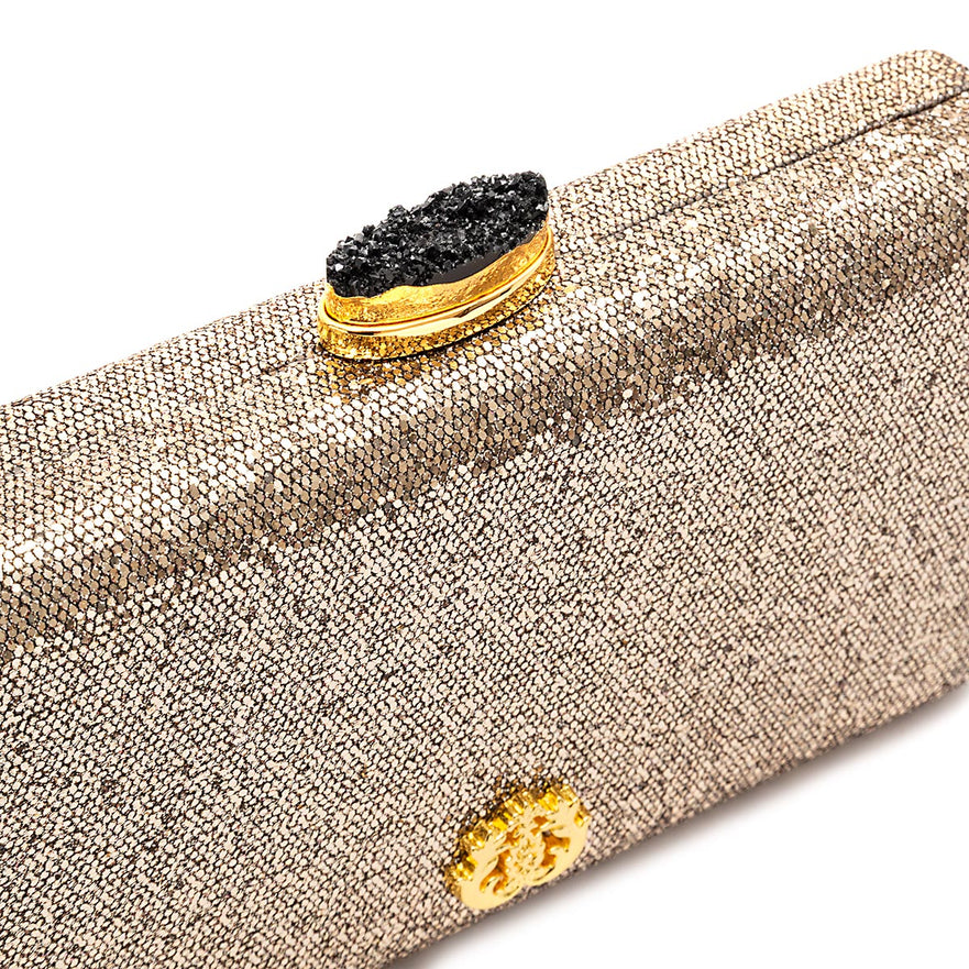 BOLSA CLUTCH EVA PEQUENA FECHO CRISTAL BRONZE