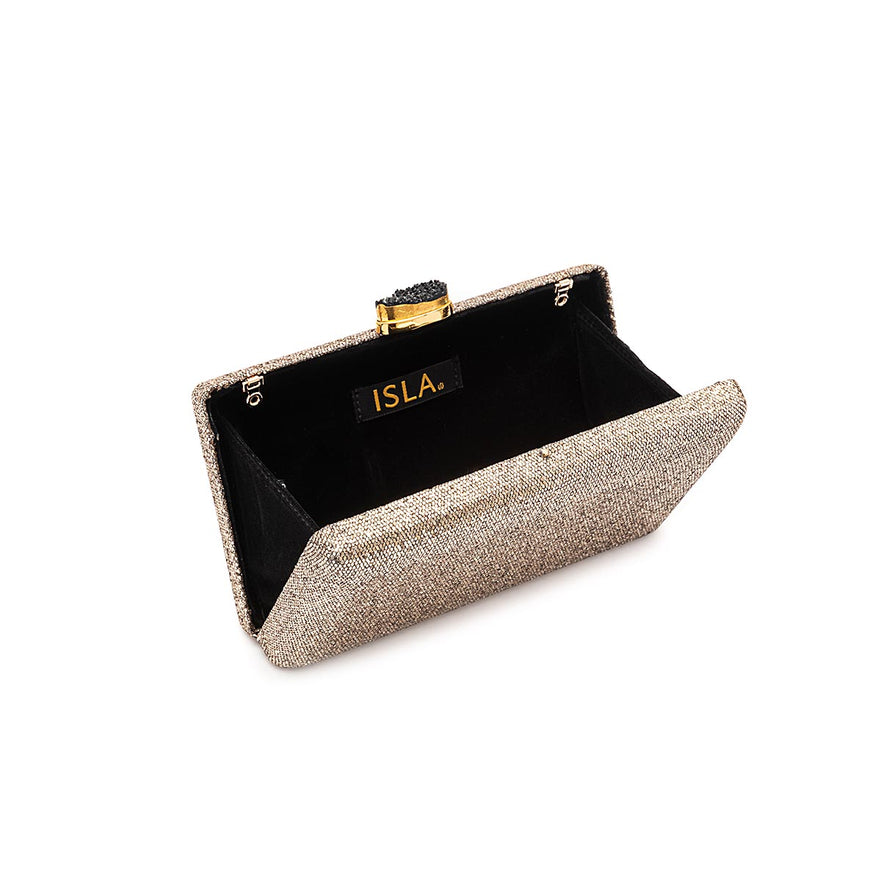 BOLSA CLUTCH EVA PEQUENA FECHO CRISTAL BRONZE