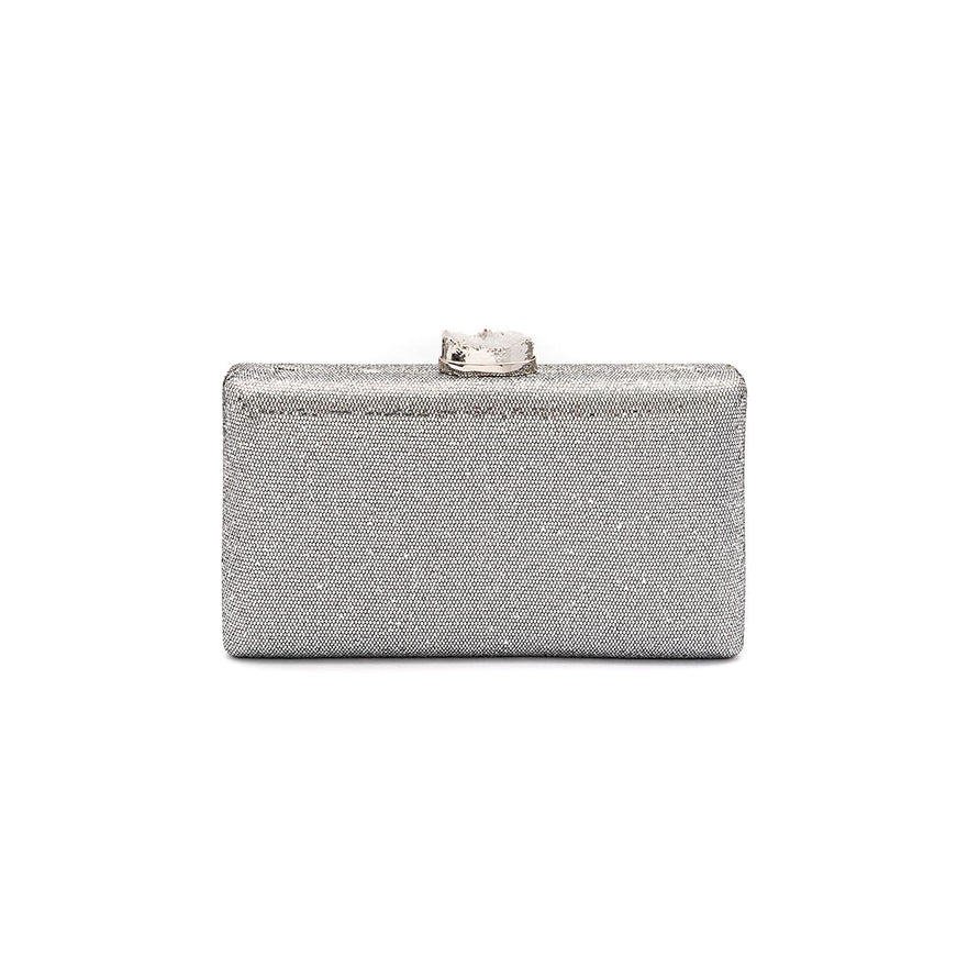 BOLSA CLUTCH EVA PEQUENA  FECHO CRISTAL PRATA