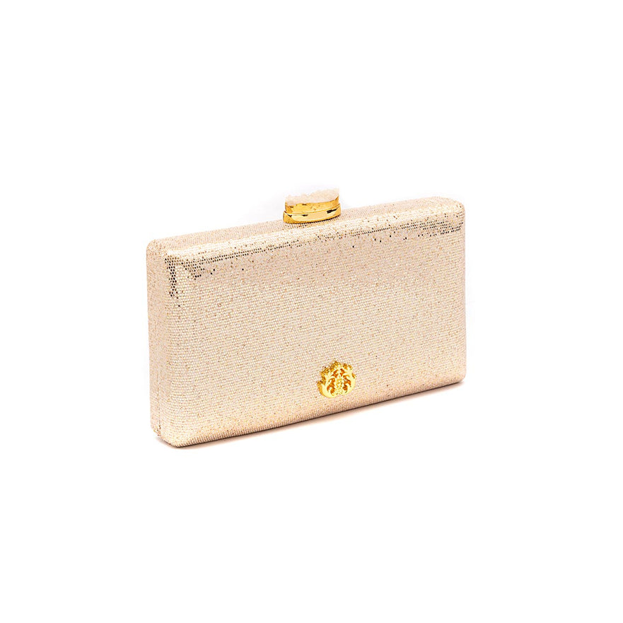 BOLSA CLUTCH EVA PEQUENA FECHO CRISTAL OURO