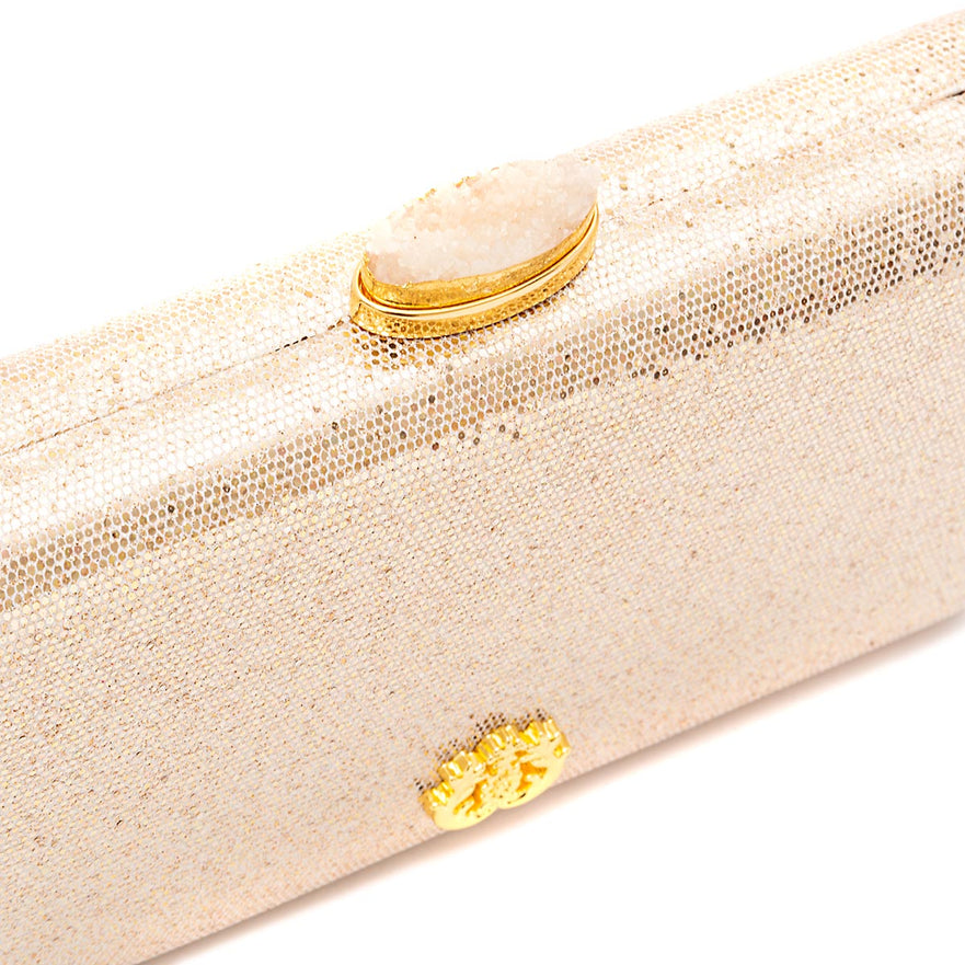 BOLSA CLUTCH EVA PEQUENA FECHO CRISTAL OURO
