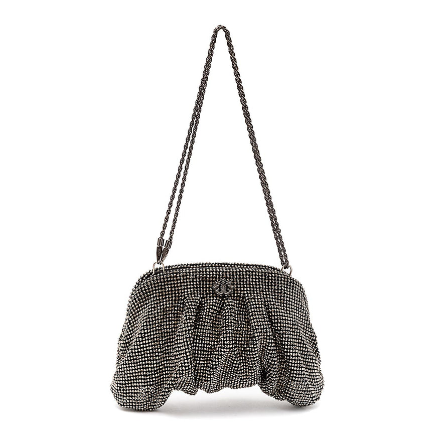 BOLSA CLUTCH MALHA METALICA PRETO