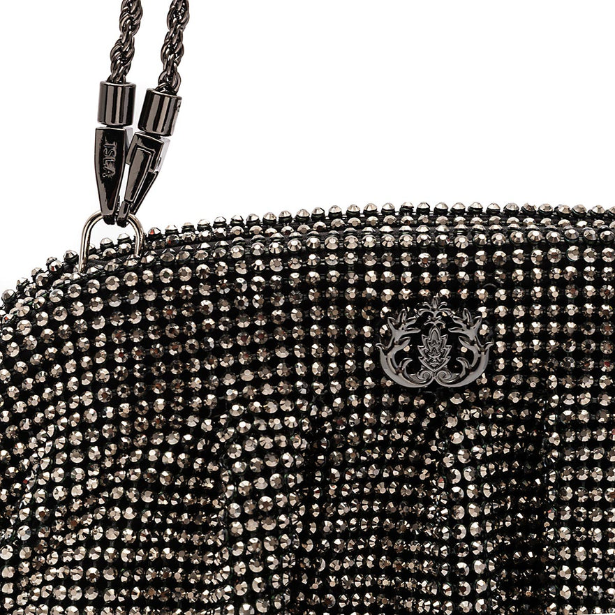 BOLSA CLUTCH MALHA METALICA PRETO