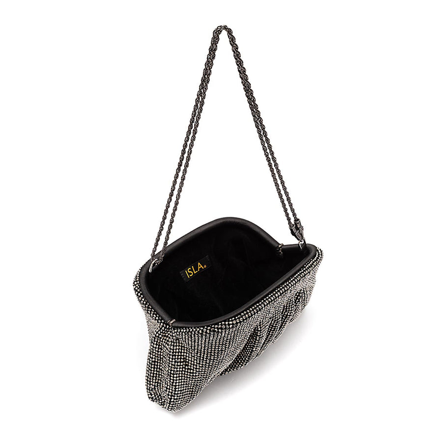 BOLSA CLUTCH MALHA METALICA PRETO