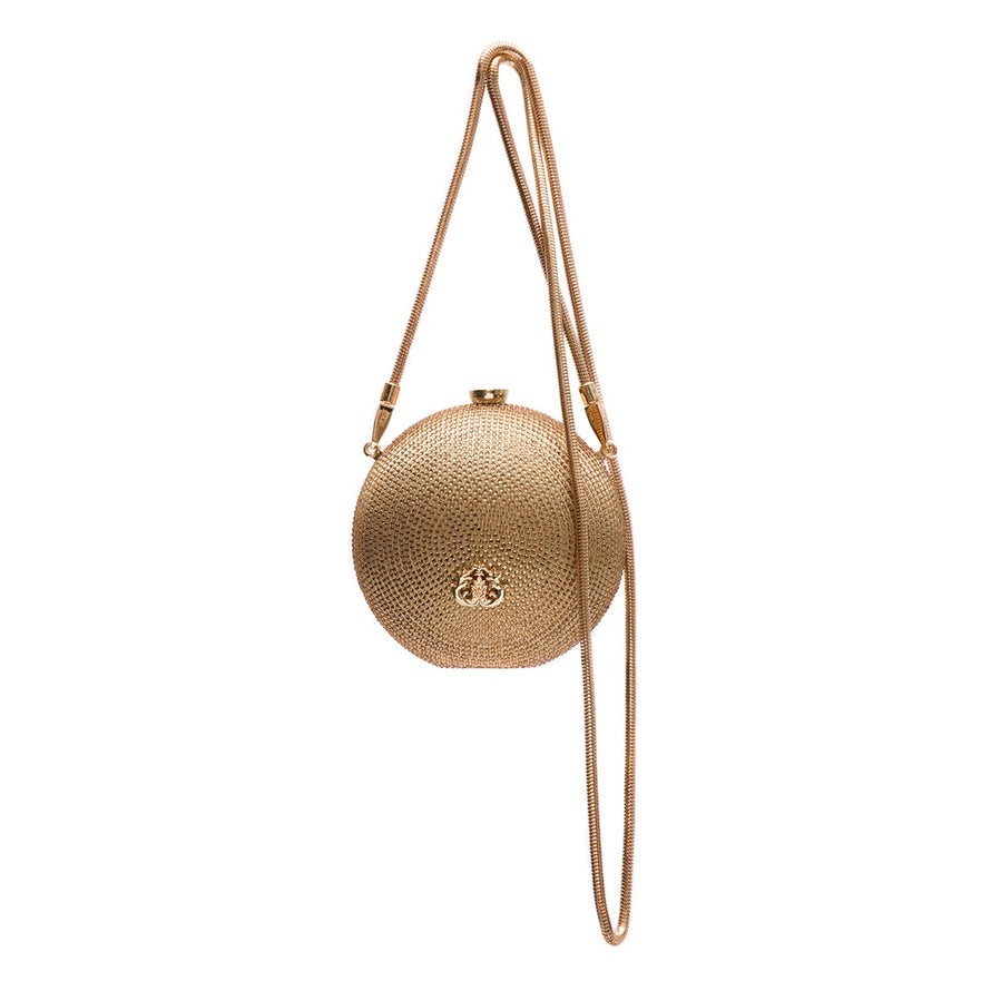 BOLSA MINI ESFERA CRISTAIS OURO