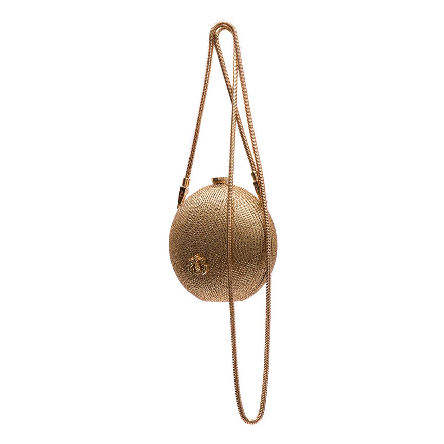 BOLSA MINI ESFERA CRISTAIS OURO