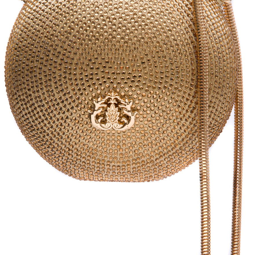BOLSA MINI ESFERA CRISTAIS OURO