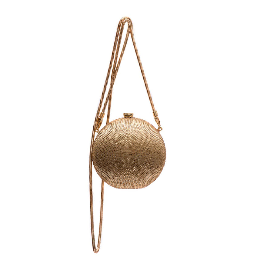 BOLSA MINI ESFERA CRISTAIS OURO