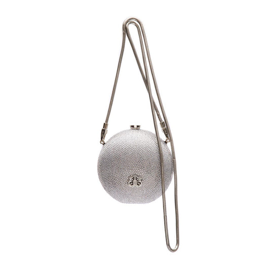 BOLSA CLUTCH MINI ESFERA CRISTAIS PRATA