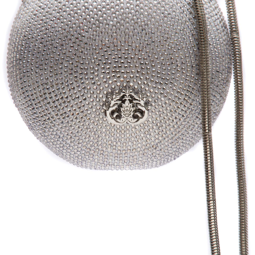 BOLSA CLUTCH MINI ESFERA CRISTAIS PRATA