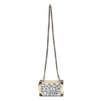 BOLSA CLUTCH TRUNK PEQUENA  METALIZADO COM CRISTAIS PRATA