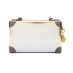 BOLSA CLUTCH TRUNK PEQUENA  METALIZADO COM CRISTAIS PRATA