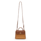 BOLSA SELENE TOP HANDLE MÉDIA RATTAN  COURO CARAMELO