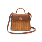 BOLSA SELENE TOP HANDLE MÉDIA RATTAN  COURO CARAMELO