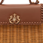 BOLSA SELENE TOP HANDLE MÉDIA RATTAN  COURO CARAMELO