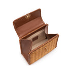 BOLSA SELENE TOP HANDLE MÉDIA RATTAN  COURO CARAMELO