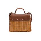 BOLSA SELENE TOP HANDLE MÉDIA RATTAN  COURO CARAMELO