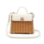 BOLSA SELENE TOP HANDLE MÉDIA RATTAN E COURO CHANTILLY
