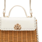 BOLSA SELENE TOP HANDLE MÉDIA RATTAN E COURO CHANTILLY