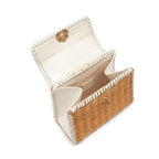 BOLSA SELENE TOP HANDLE MÉDIA RATTAN E COURO CHANTILLY