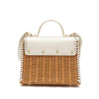 BOLSA SELENE TOP HANDLE MÉDIA RATTAN E COURO CHANTILLY