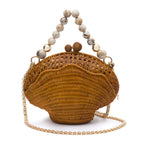 BOLSA CLUTCH CONCHA MÉDIA  PALHA SEXTAVADA RATTAN NATURAL