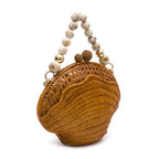BOLSA CLUTCH CONCHA MÉDIA  PALHA SEXTAVADA RATTAN NATURAL