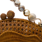 BOLSA CLUTCH CONCHA MÉDIA  PALHA SEXTAVADA RATTAN NATURAL