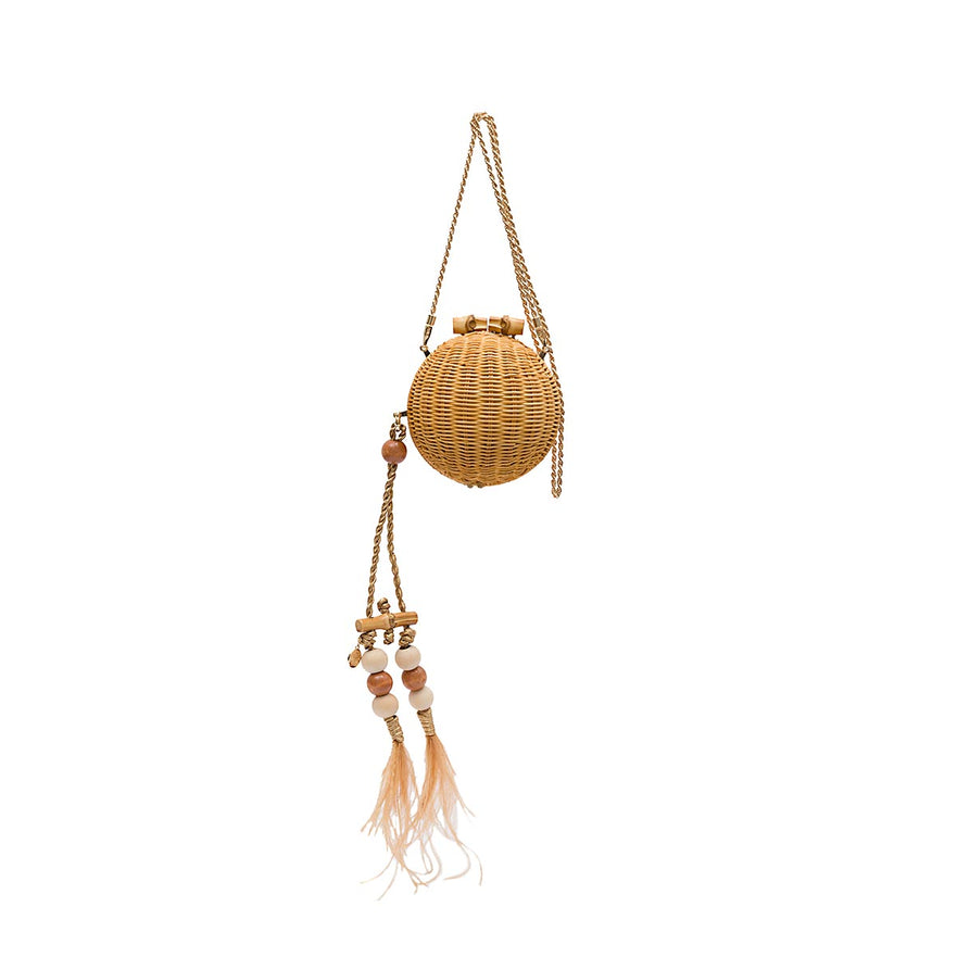 BOLSA CLUTCH ESFERA MINI RATAN NATURAL
