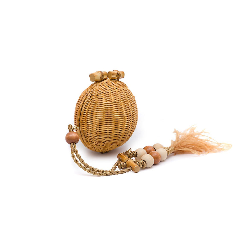 BOLSA CLUTCH ESFERA MINI RATAN NATURAL