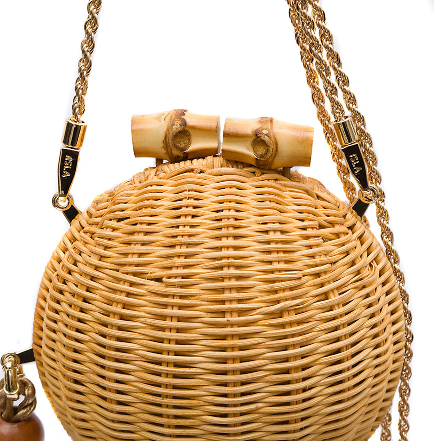 BOLSA CLUTCH ESFERA MINI RATAN NATURAL