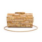 BOLSA CLUTCH BAGUETE PEQUENA EM BAMBU MADRECLARA