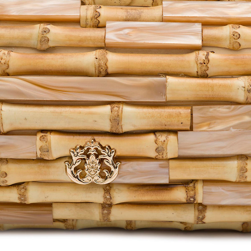 BOLSA CLUTCH BAGUETE PEQUENA EM BAMBU MADRECLARA