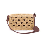 BOLSA FLAP CROCHÊ PEQUENA  MONOGRAMA SOFT RAFIA CREME