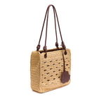 BOLSA TOTE MONOGRAMA MAXI  RÁFIA SOFT PINHAO/RAFIA CREME