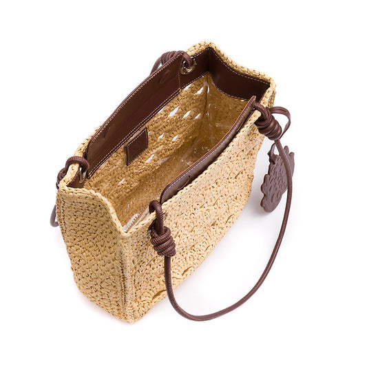 BOLSA TOTE MONOGRAMA MAXI  RÁFIA SOFT PINHAO/RAFIA CREME