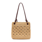 BOLSA TOTE MONOGRAMA MAXI  RÁFIA SOFT PINHAO/RAFIA CREME
