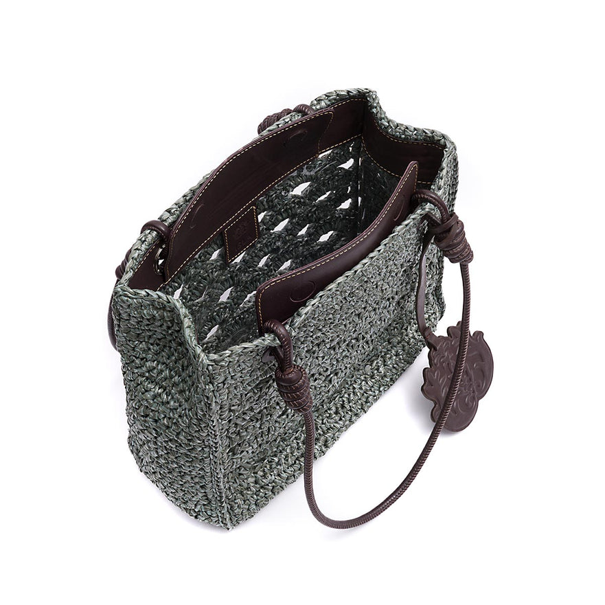 BOLSA TOTE MONOGRAMA MAXI RÁFIA-SOFT EXPRESSO/RAFIA JADE