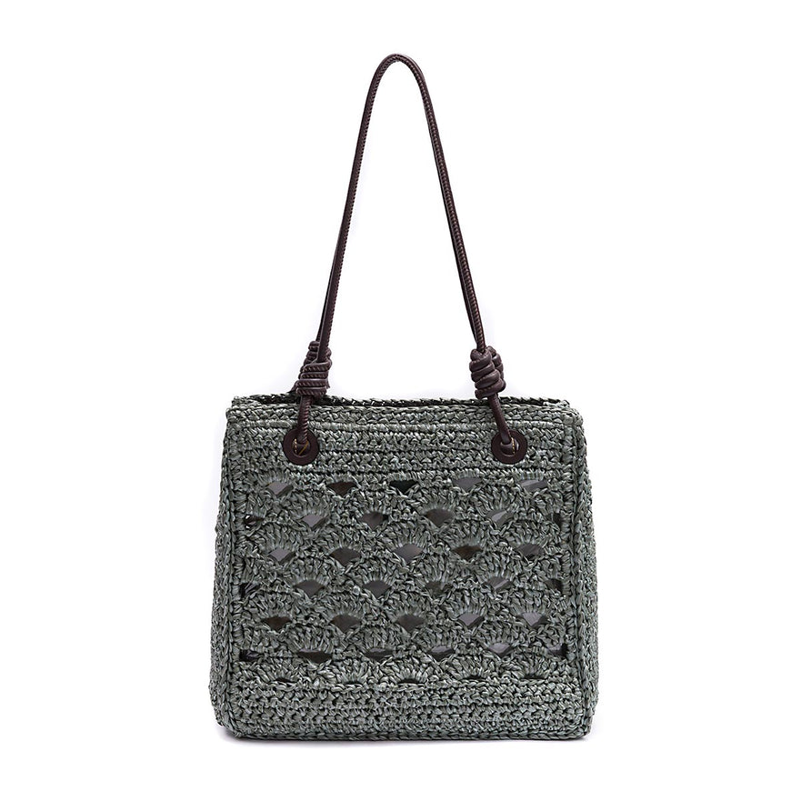 BOLSA TOTE MONOGRAMA MAXI RÁFIA-SOFT EXPRESSO/RAFIA JADE
