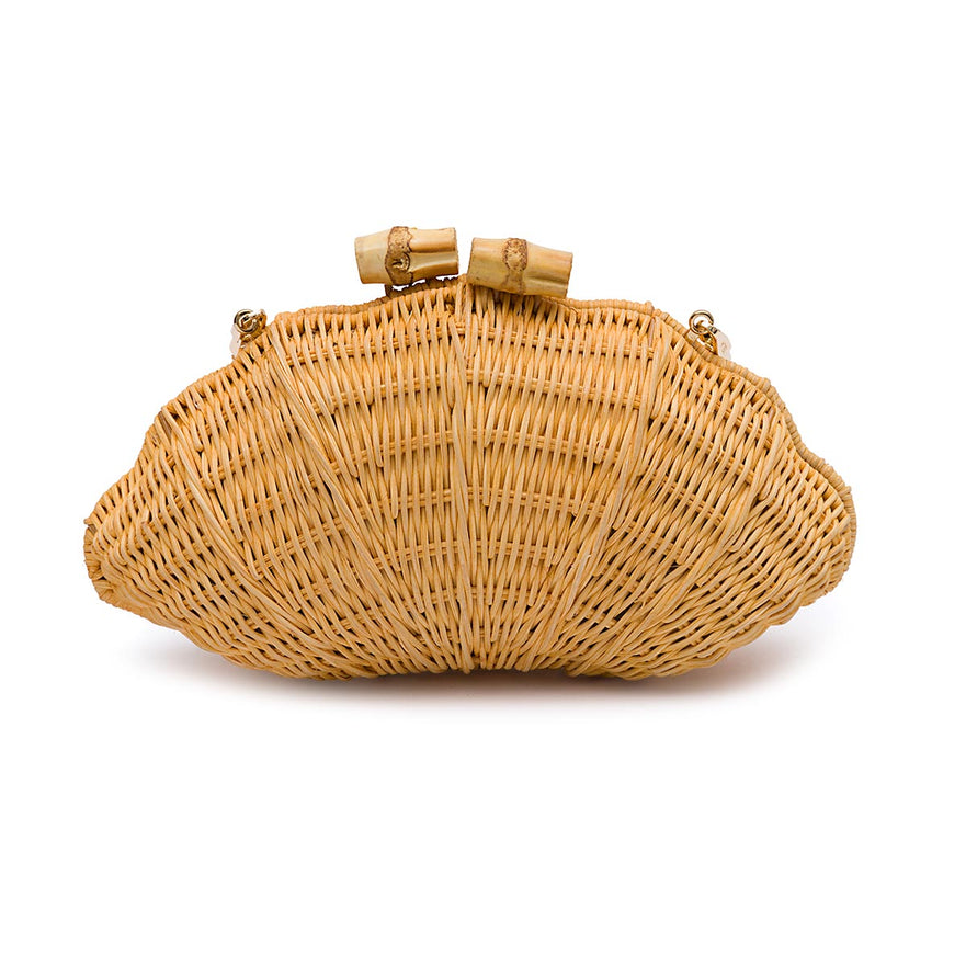 BOLSA CLUTCH CONCHA PEQUENA AYLA RATTAN NATURAL