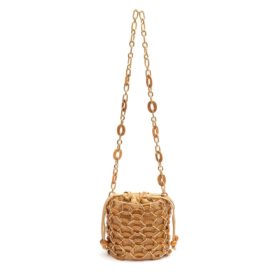 BOLSA BUCKET LARA PEQUENA  RATTAN NATURAL
