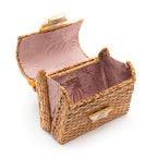 BOLSA TOP HANDLE RATTAN PEQUENA NATURAL FECHO CONCHA