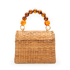 BOLSA TOP HANDLE RATTAN PEQUENA NATURAL FECHO CONCHA