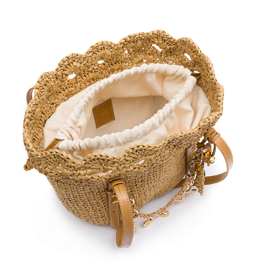 BOLSA TOTE CROCHÊ BASKET LIZARD SELA GRANDE NATURAL